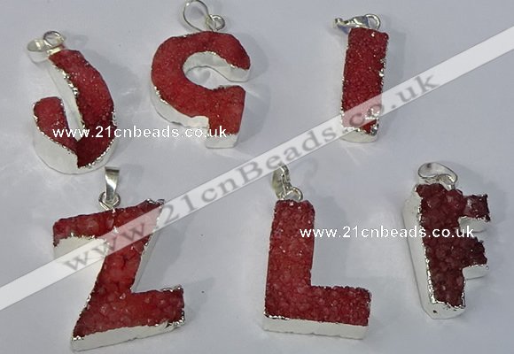 NGP3080 20*25mm - 25*30mm letter druzy agate pendants wholesale