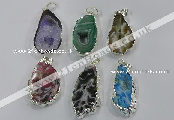 NGP3105 25*40mm - 30*50mm freeform druzy agate gemstone pendants