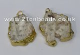 NGP3135 25*35mm - 40*50mm freeform plated druzy agate pendants