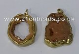 NGP3142 25*35mm - 40*50mm freeform plated druzy agate pendants