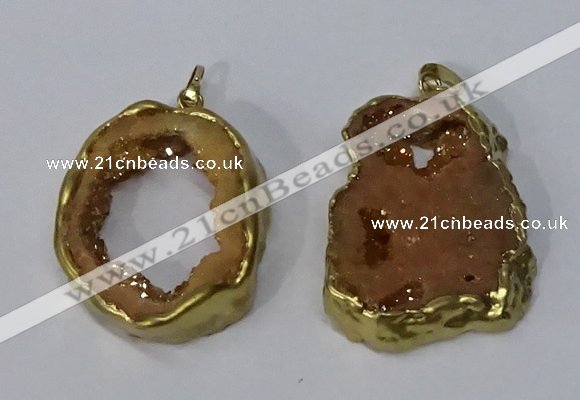 NGP3142 25*35mm - 40*50mm freeform plated druzy agate pendants