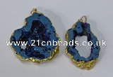 NGP3144 25*35mm - 40*50mm freeform plated druzy agate pendants