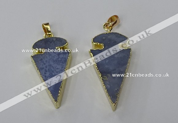 NGP3208 18*35mm - 20*40mm arrowhead blue lace agate pendants