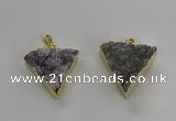 NGP3220 25*30mm - 30*35mm triangle druzy agate pendants