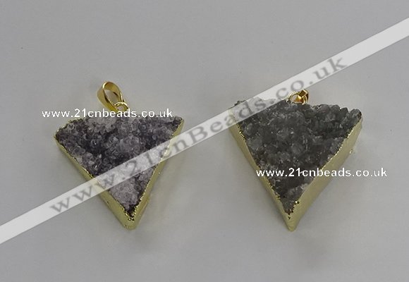 NGP3220 25*30mm - 30*35mm triangle druzy agate pendants