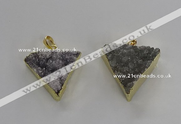 NGP3220 25*30mm - 30*35mm triangle druzy agate pendants