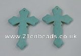 NGP3224 50*75mm cross turquoise gemstone pendants wholeasle