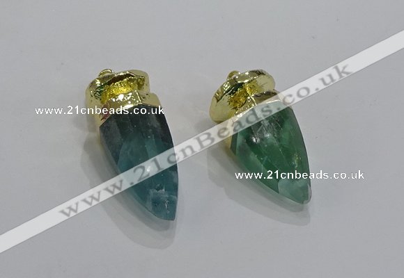 NGP3251 15*30mm - 18*35mm faceted bullet fluorite pendants