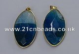 NGP3288 33*55mm faceted marquise agate gemstone pendants wholesale