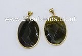 NGP3293 33*45mm faceted oval agate gemstone pendants wholesale