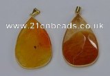 NGP3294 37*57mm faceted flat teardrop agate gemstone pendants