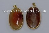 NGP3298 34*57mm faceted oval agate gemstone pendants wholesale