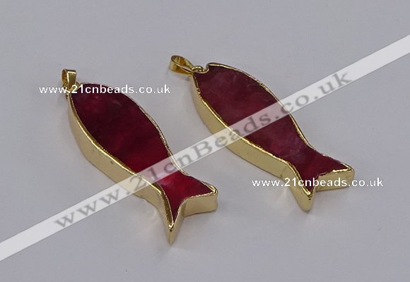 NGP3314 16*50mm - 18*52mm fish-shaped agate gemstone pendants