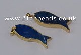 NGP3315 16*50mm - 18*52mm fish-shaped agate gemstone pendants