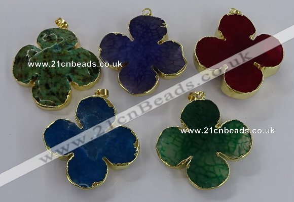 NGP3340 43*45mm - 45*47mm flower agate gemstone pendants