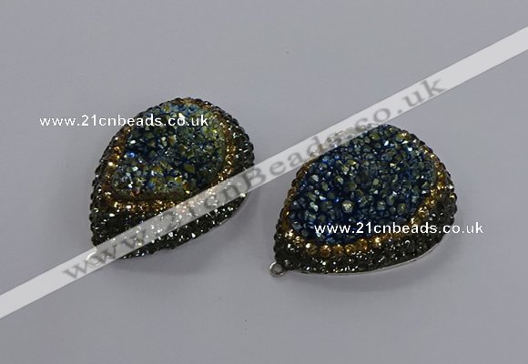 NGP3351 35*45mm teardrop druzy agate gemstone pendants wholesale