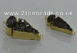 NGP3407 12*28mm - 16*32mm arrowhead plated druzy agate pendants