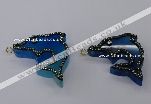 NGP3426 25*40mm - 30*45mm dolphin agate gemstone pendants