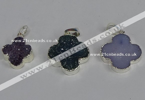 NGP3450 15*15mm - 20*20mm flower druzy agate gemstone pendants