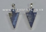 NGP3491 15*30mm - 18*40mm arrowhead blue lace agate pendants