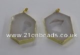 NGP3493 25*40mm - 30*45mm hexagon druzy agate pendants