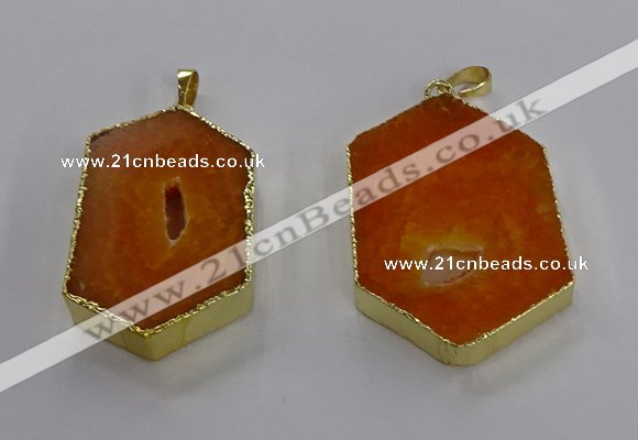 NGP3494 25*40mm - 30*45mm hexagon druzy agate pendants