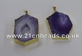 NGP3495 25*40mm - 30*45mm hexagon druzy agate pendants