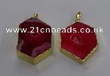 NGP3496 25*40mm - 30*45mm hexagon druzy agate pendants