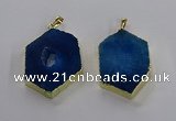 NGP3497 25*40mm - 30*45mm hexagon druzy agate pendants