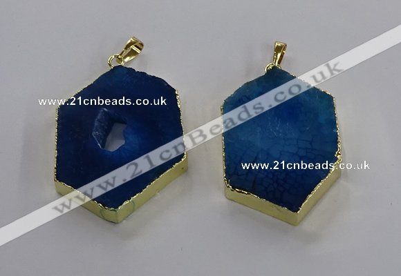 NGP3497 25*40mm - 30*45mm hexagon druzy agate pendants