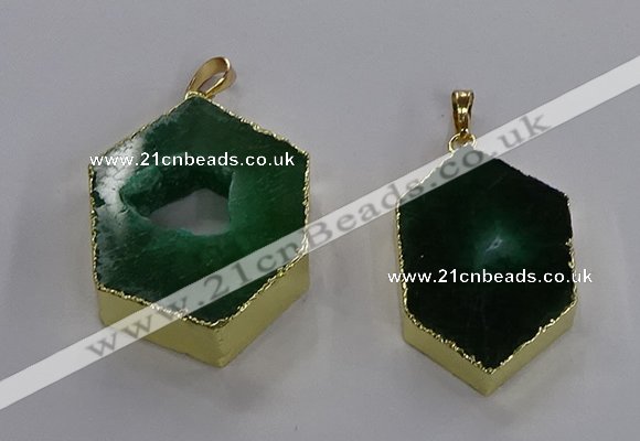 NGP3498 25*40mm - 30*45mm hexagon druzy agate pendants