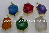 NGP3501 25*40mm - 30*45mm hexagon druzy agate pendants