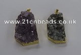 NGP3506 22*40mm - 30*45mm freeform druzy amethyst pendants