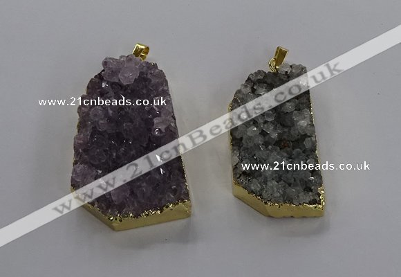 NGP3506 22*40mm - 30*45mm freeform druzy amethyst pendants