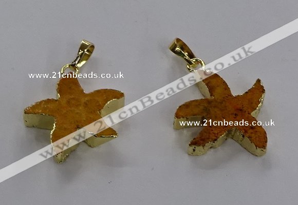 NGP3510 24*25mm starfish fossil coral pendants wholesale