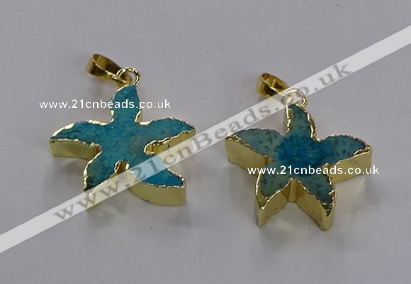 NGP3513 24*25mm starfish fossil coral pendants wholesale