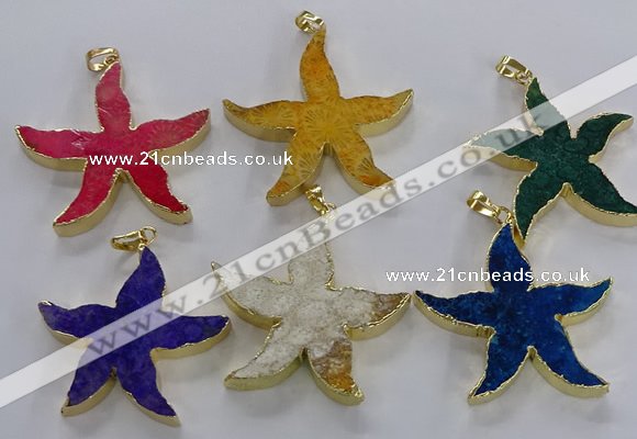 NGP3528 48*50mm starfish fossil coral pendants wholesale