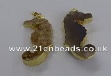 NGP3530 22*58mm - 25*55mm seahorse agate gemstone pendants