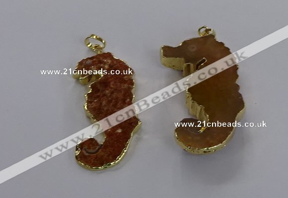 NGP3531 22*58mm - 25*55mm seahorse agate gemstone pendants