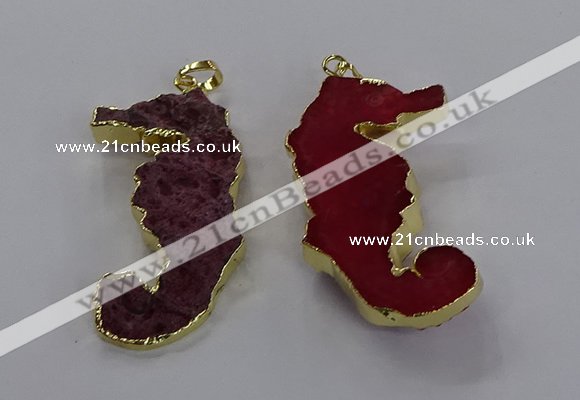 NGP3533 22*58mm - 25*55mm seahorse agate gemstone pendants