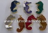 NGP3538 22*58mm - 25*55mm seahorse agate gemstone pendants