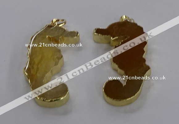 NGP3541 22*58mm - 25*55mm seahorse agate pendants wholesale
