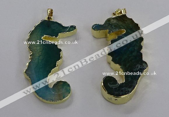 NGP3544 22*58mm - 25*55mm seahorse agate pendants wholesale