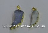 NGP3603 15*30mm - 18*40mm wing-shaped druzy agate pendants