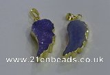 NGP3605 15*30mm - 18*40mm wing-shaped druzy agate pendants