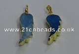 NGP3607 15*30mm - 18*40mm wing-shaped druzy agate pendants