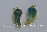 NGP3608 15*30mm - 18*40mm wing-shaped druzy agate pendants