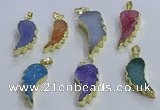 NGP3610 15*30mm - 18*40mm wing-shaped druzy agate pendants