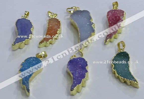 NGP3610 15*30mm - 18*40mm wing-shaped druzy agate pendants