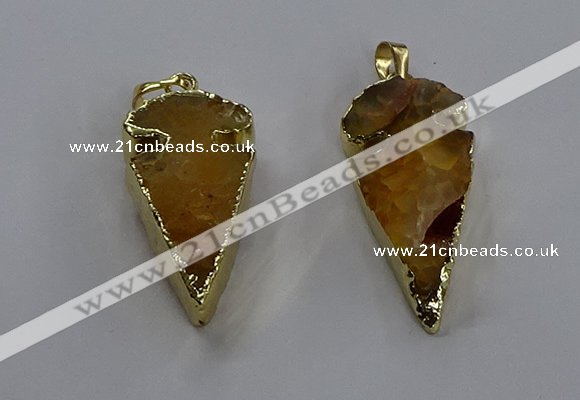 NGP3613 15*30mm - 20*40mm arrowhead druzy agate pendants